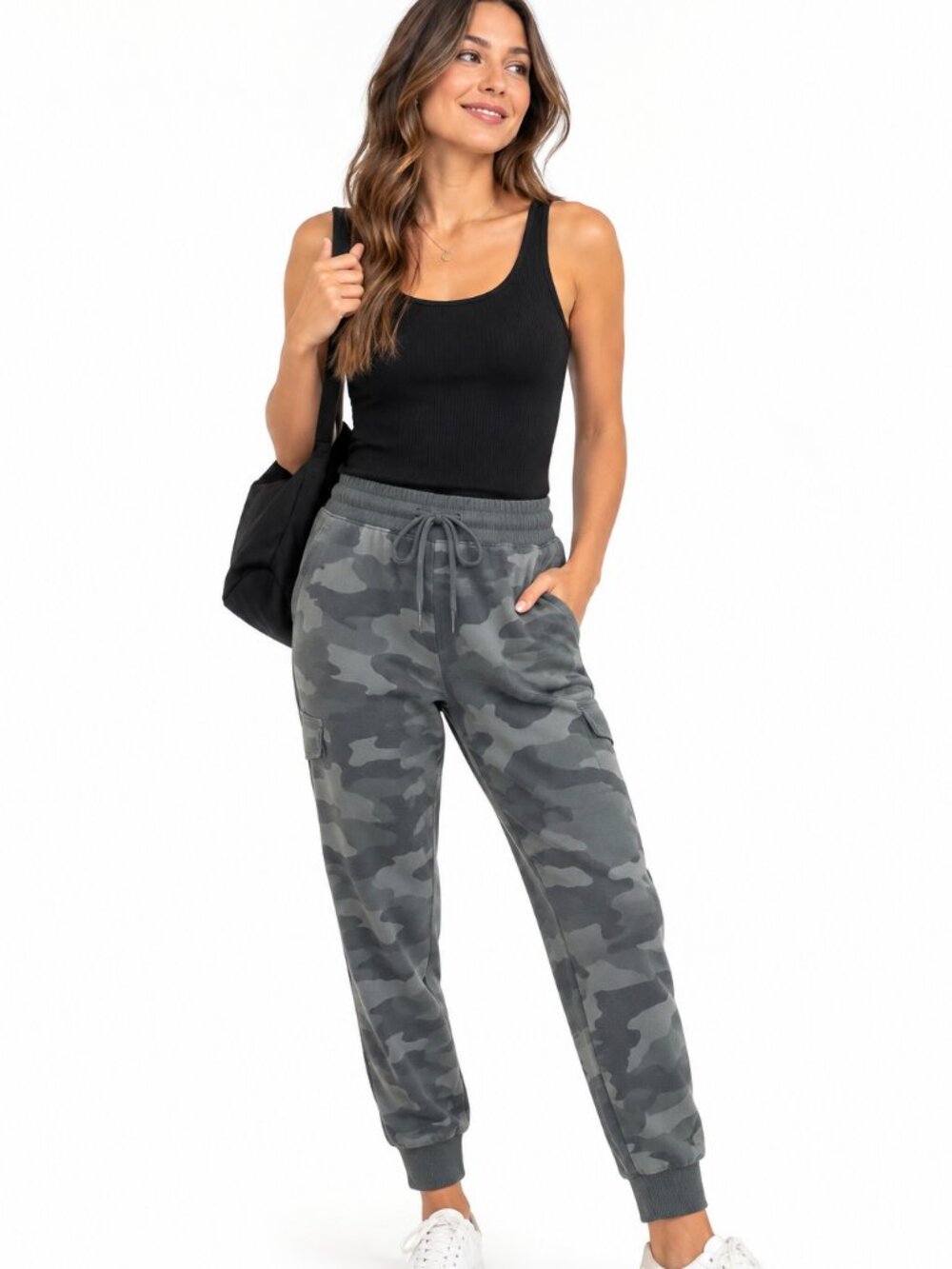 Splendid Camo Jogger Pants XXL Olive Green Rayon Drawstring Lightweight